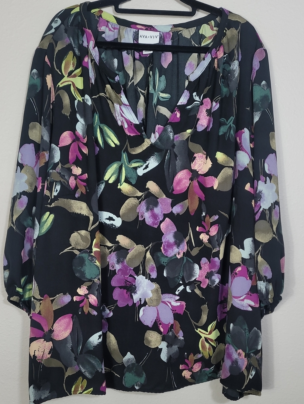 Ava & Viv Sheer Floral Blouse Size 3X Feminine Office